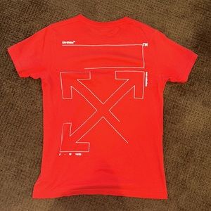 Reflective red off white t shirt.